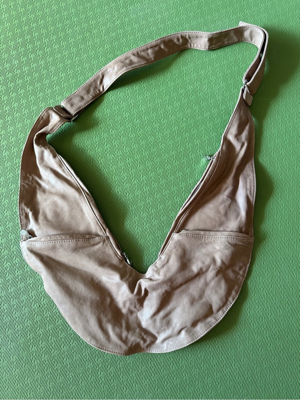 Casual Tan Crossbody Sling Bag with Dual Zip Pockets